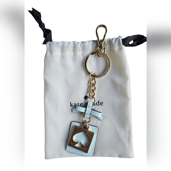 NWOT Kate Spade Grace Blue & Silver Cut Out Spade Live Colorfully Keychain Fob - Picture 4 of 7